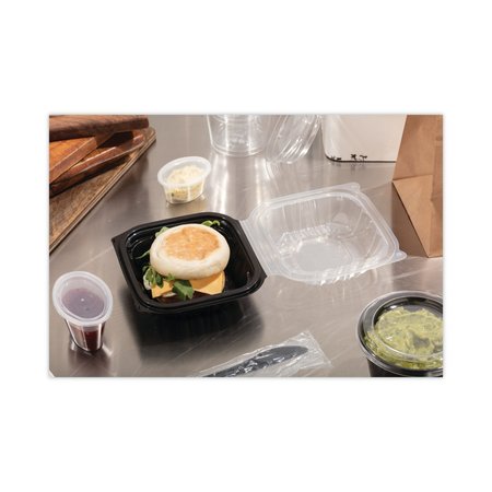 Pactiv EarthChoice Hinge-Lid Takeout Container, 1-Comp, 16oz, Bk/Clear, PK321 PK DC6610B000